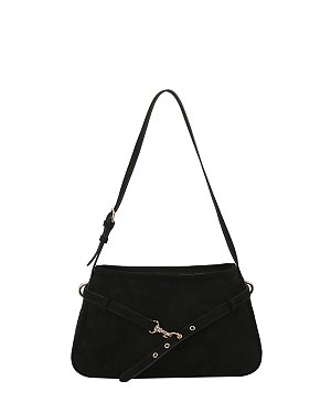 Faux Suede Buckle Shoulder Bag