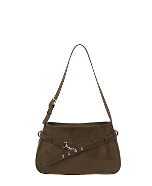 Faux Suede Buckle Shoulder Bag