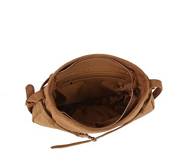 Faux Suede Buckle Shoulder Bag