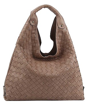 FASHION TREND PLAIN CHECKER DESIGN HOBO BAG