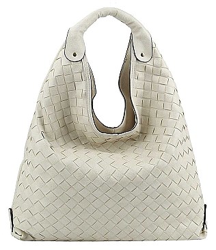 FASHION TREND PLAIN CHECKER DESIGN HOBO BAG