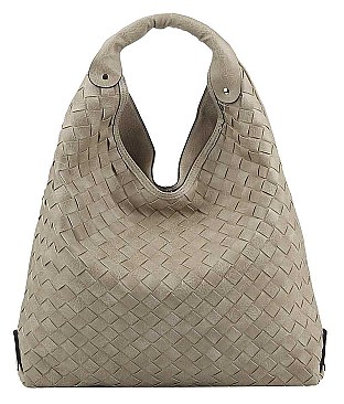FASHION TREND PLAIN CHECKER DESIGN HOBO BAG