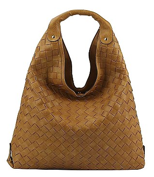 FASHION TREND PLAIN CHECKER DESIGN HOBO BAG
