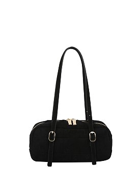 Puffy Quilted Suede Shoulder Bag