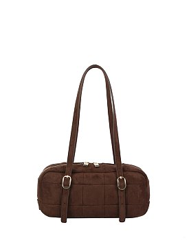 Puffy Quilted Suede Shoulder Bag