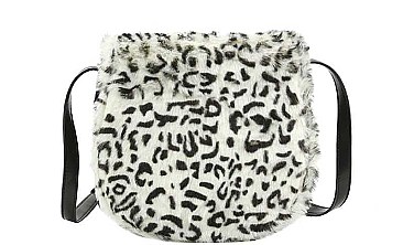 FASHION SOFT LEOPARD FURRY CROSSBODY BAG
