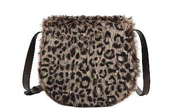 FASHION SOFT LEOPARD FURRY CROSSBODY BAG