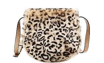 FASHION SOFT LEOPARD FURRY CROSSBODY BAG