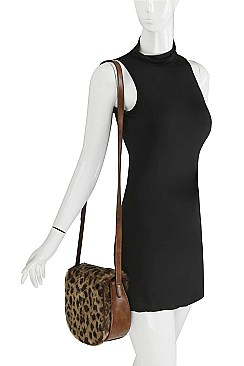 FASHION SOFT LEOPARD FURRY CROSSBODY BAG