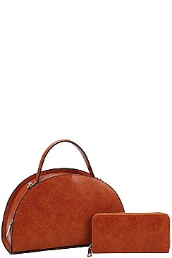 2 IN 1 SEMI CIRCLE SATCHEL WITH MATCHING WALLET