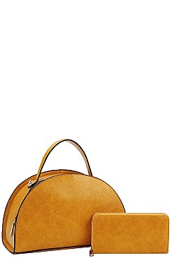 2 IN 1 SEMI CIRCLE SATCHEL WITH MATCHING WALLET