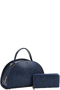 2 IN 1 SEMI CIRCLE SATCHEL WITH MATCHING WALLET