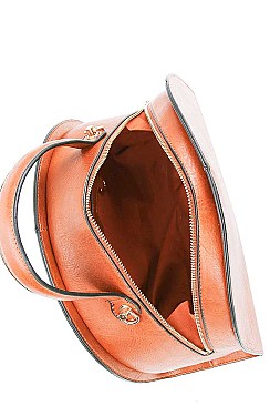 DESIGNER SEMI CIRCLE SATCHEL WITH LONG STRAP