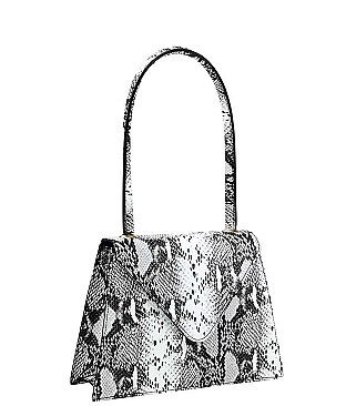 MULTI COLOR SNAKE PRINT SHOULDER HANDLE TOTE BAG