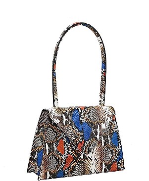 MULTI COLOR SNAKE PRINT SHOULDER HANDLE TOTE BAG