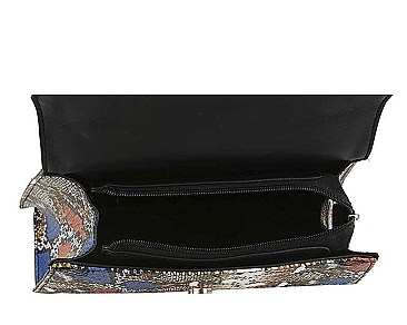 MULTI COLOR SNAKE PRINT SHOULDER HANDLE TOTE BAG