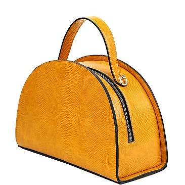 2-Way Lizard Print Half-Moon Shaped Satchel Wallet SET