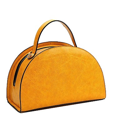 2-Way Lizard Print Half-Moon Shaped Satchel Wallet SET