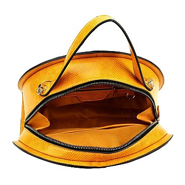 2-Way Lizard Print Half-Moon Shaped Satchel Wallet SET