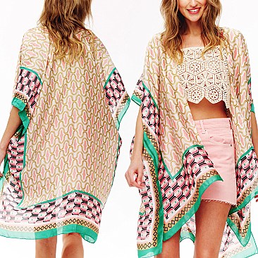 Trendy Bohemian PRINT SILKY WOMEN'S COVER-UP KIMONO