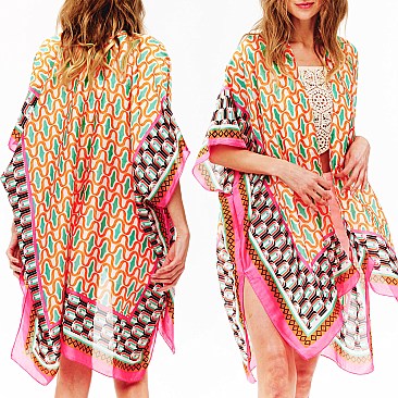 Trendy Bohemian PRINT SILKY WOMEN'S COVER-UP KIMONO
