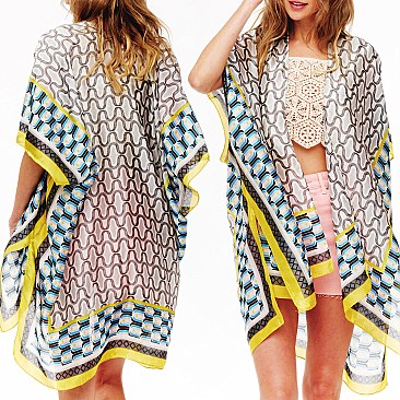 Trendy Bohemian PRINT SILKY WOMEN'S COVER-UP KIMONO