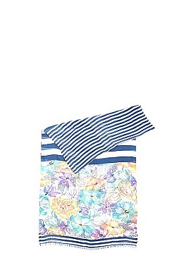 Striped Floral Scarf
