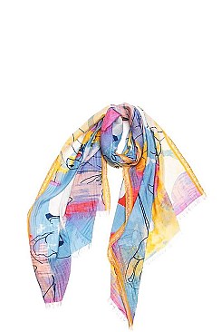 Water Colored Drawing Scarf