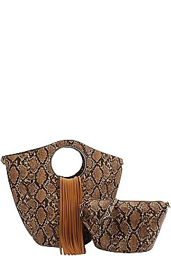 2IN1 PYTHON SKIN TASSEL SATCHEL BAG