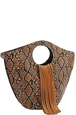 2IN1 PYTHON SKIN TASSEL SATCHEL BAG