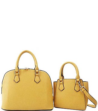 2IN1 DESIGNER CHIC DOMED SMOOTH SATCHEL SET WITH LONG STRAP JYL-1238