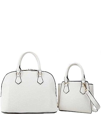 2IN1 DESIGNER CHIC DOMED SMOOTH SATCHEL SET WITH LONG STRAP JYL-1238