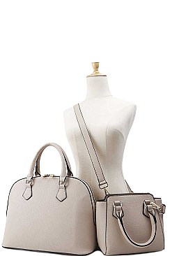 2IN1 DESIGNER CHIC DOMED SMOOTH SATCHEL SET WITH LONG STRAP JYL-1238