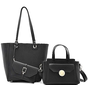 3 IN 1 FASHION ROUNDED DESIGN TOTE BAG WITH MINI BAG AND CLUTCH SET