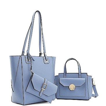 3 IN 1 FASHION ROUNDED DESIGN TOTE BAG WITH MINI BAG AND CLUTCH SET