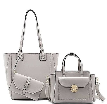3 IN 1 FASHION ROUNDED DESIGN TOTE BAG WITH MINI BAG AND CLUTCH SET