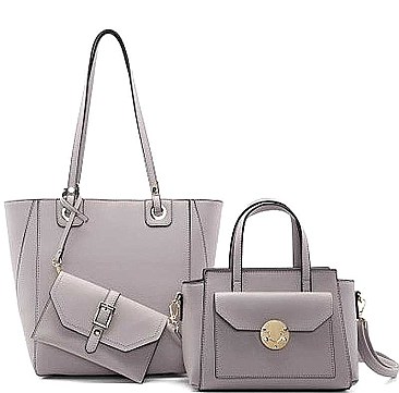 3 IN 1 FASHION ROUNDED DESIGN TOTE BAG WITH MINI BAG AND CLUTCH SET