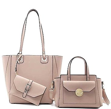 3 IN 1 FASHION ROUNDED DESIGN TOTE BAG WITH MINI BAG AND CLUTCH SET
