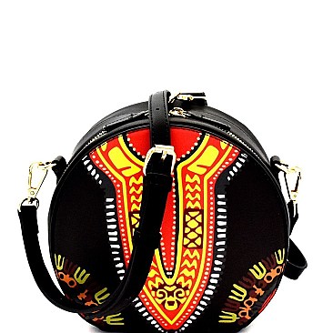 Ethnic Dashiki Print Round Shoulder Bag