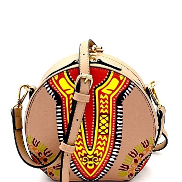 Ethnic Dashiki Print Round Shoulder Bag