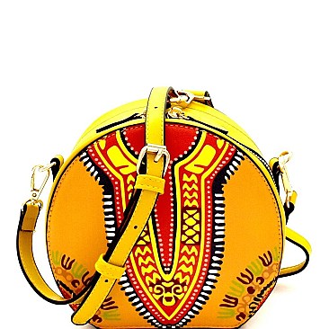 Ethnic Dashiki Print Round Shoulder Bag
