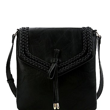 Braided Flap Knob Accent Flap Cross Body MH-L0210
