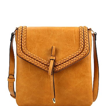 Braided Flap Knob Accent Flap Cross Body MH-L0210