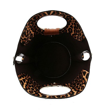 2 IN 1 LEOPARD PRINT FRINGED SATCHEL