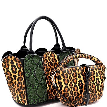 2 in 1 Leopard Snake Print Patchwork Satchel