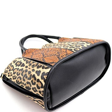 2 in 1 Leopard Snake Print Patchwork Satchel