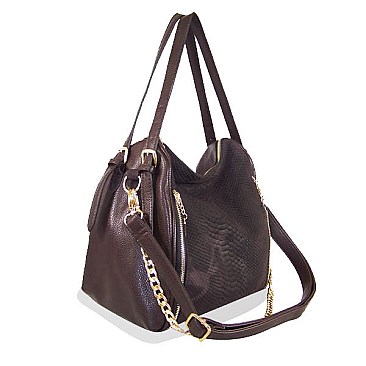 Genuine Leather Zipper Accented Hobo