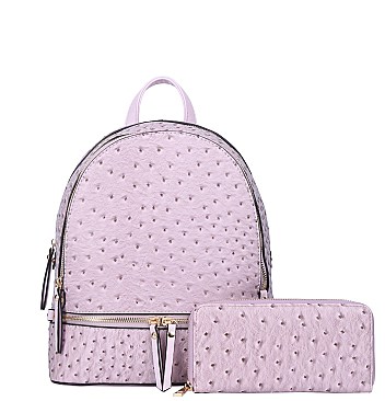 2 IN 1 OSTRICH BACKPACK WALLET VALUE SET