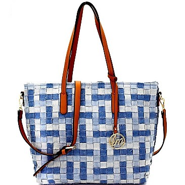 Chic Woven Denim Shopper Tote Bag MH-LD104