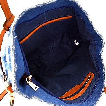 Chic Woven Denim Shopper Tote Bag MH-LD104